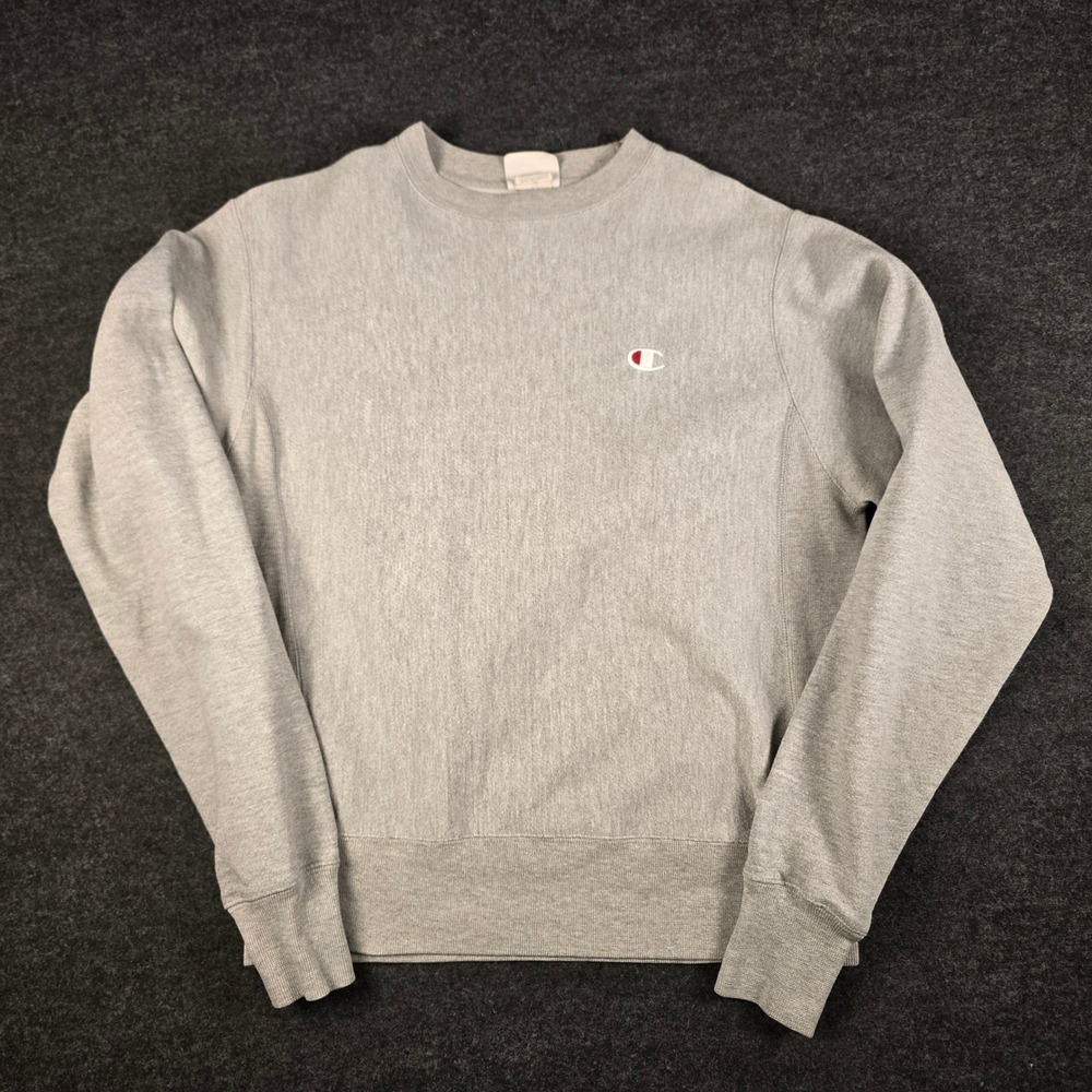 Champion Mens Gray Reverse Weave Classic Fleece Crewneck Sweatshirt Blank Size S